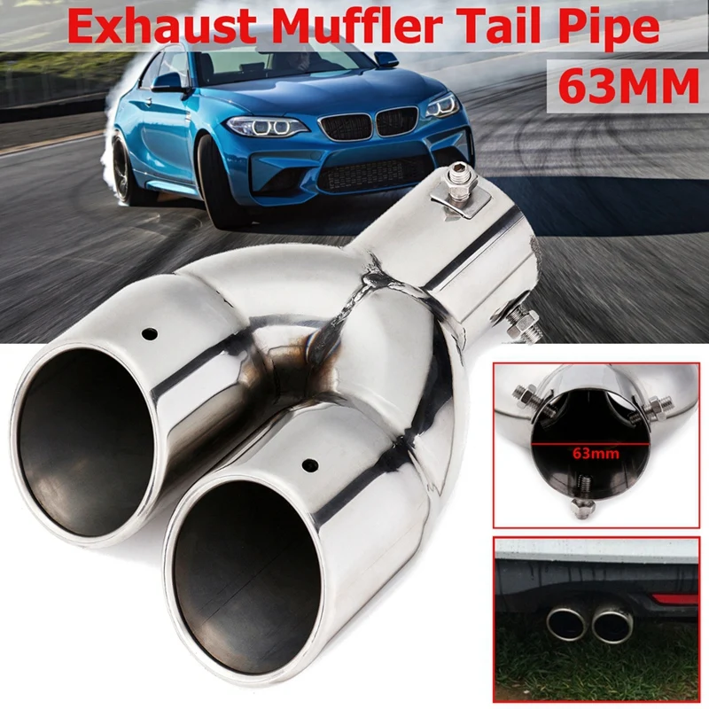 

Automobile Universal 63Mm One Minute Two Exhaust Pipe Tail Throat