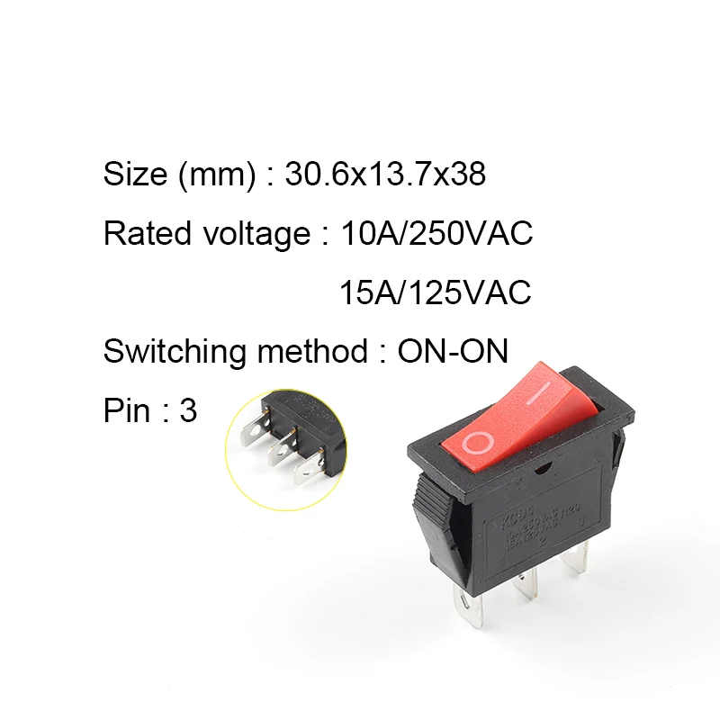 5 pcs KCD3 With Light Power Switch 10A 250V AC 15A 125V AC 2/3 Pin SPDT KCD3 ON-OFF-ON 2/3 Position Boat Rocker Switch - Цвет: 3Pin Red ON-ON