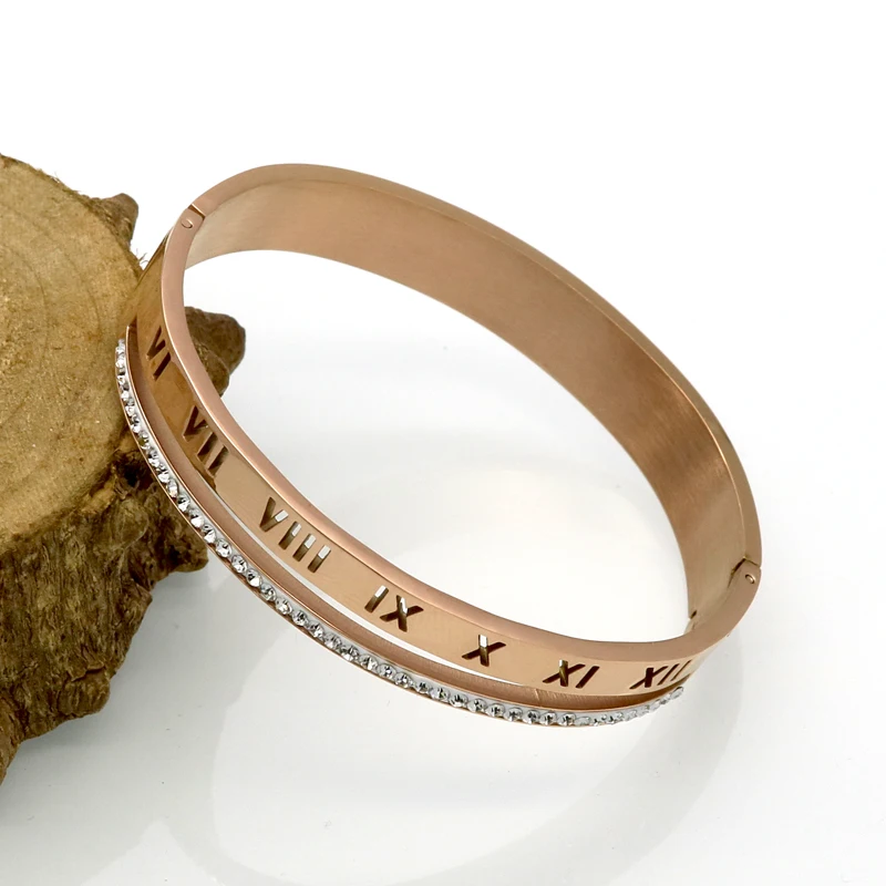 Роскошные браслеты-манжеты с кристаллами и римскими цифрами для женщин, брендовые дизайнерские Стразы золотого цвета, женские браслеты