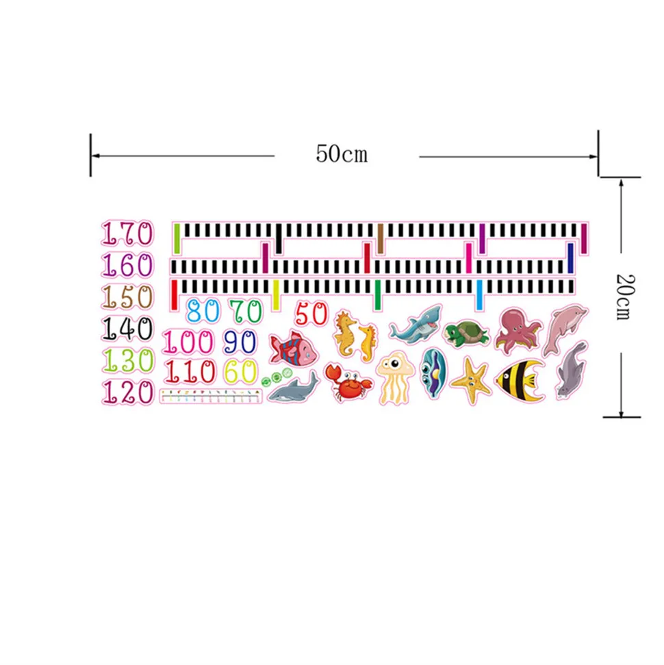 Подводные Животные, сердце, для детей, измерение роста, для детской спальни, Детские измерительные инструменты, аксессуары