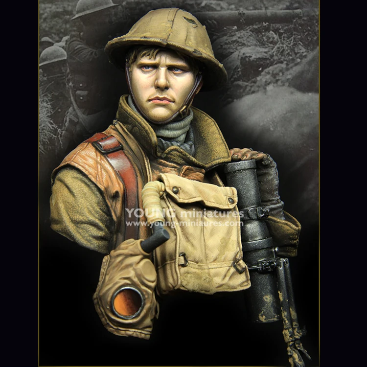 

1/10 Resin FIGURE Bust Model British Soldiers Hit X176 In World War I