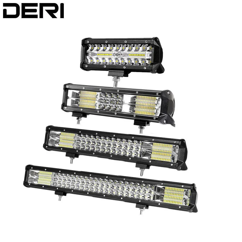 DERI Triple Row LED Work Light Bar 7" 10" 12" 17" 23" inch Spot Combo Beam for SUV ATV UAZ 4WD Offroad Truck Camper Car Styling |
