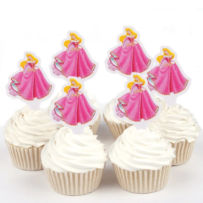 100pcs Disney Princess Snow white Cinderella Belle Paper Cupcake topper for cake decoration birthday wedding party suppliers - Цвет: 13