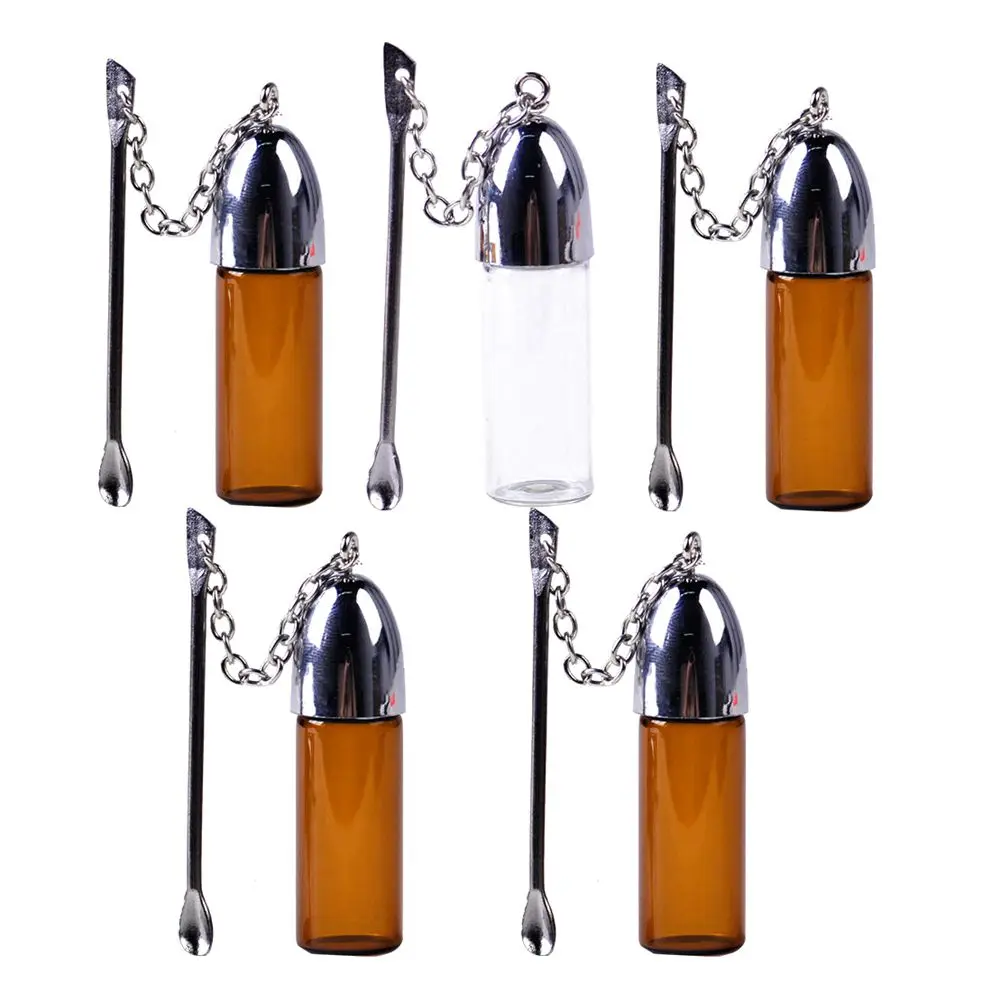 

Practical Boutique 5pcs 5ML Snuff Dispenser Bottle Metal Spoon Snorting Snuff Bullet Snorter