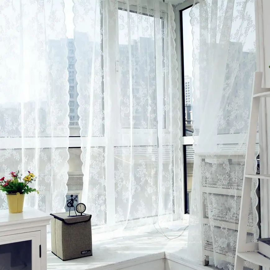 Luxury Europe Curtain Fabrics For Bedroom Embroidered Sheer