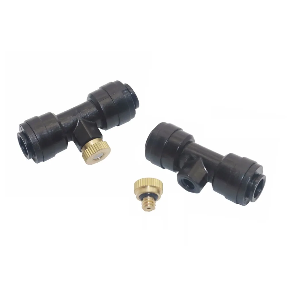 

10/24 UNC Misting Nozzle with Slip-Lock Tee Connector Garden Irrigation sprayer Greenhouse Cooling mist system 2 Sets