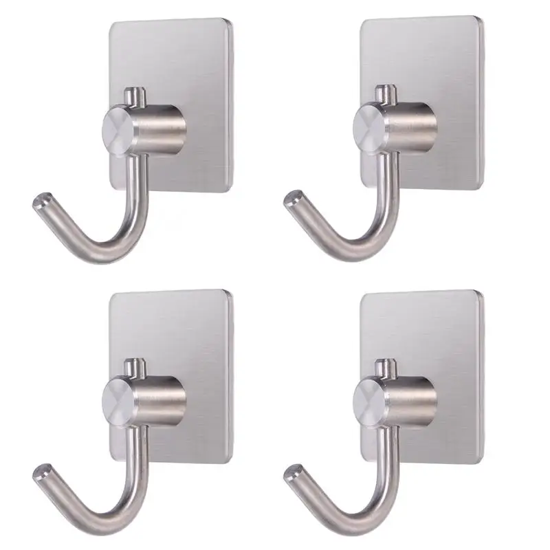 Adhesive Hook 4pcs Self Adhesive Hook Stainless Steel Heavy Duty Coat
