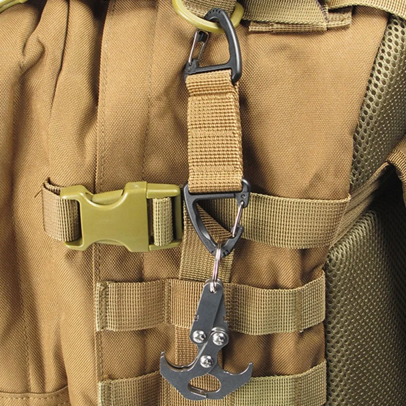 

Outdoor Molle Webbing Belt Double Point Triangle Multifunctional Carabiner Clip Climbing Carabiner Buckle Tactical Bag Hook