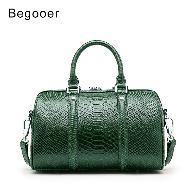 

Begooer Famous Brand Women Handbag Serpentine 100% Genuine Leather Women Boston Totes Bag Fashion Women Shoulder Bags Luxury
