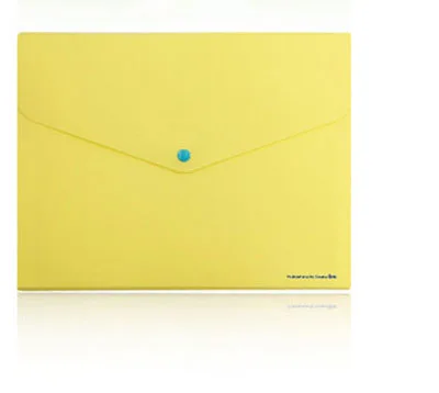 EZONE 1 шт. A4 Кнопка сумка для файлов большой емкости 3 сетки 8 цветов сумка для информации о собрании пластиковая папка креативные канцелярские принадлежности - Цвет: White Yellow