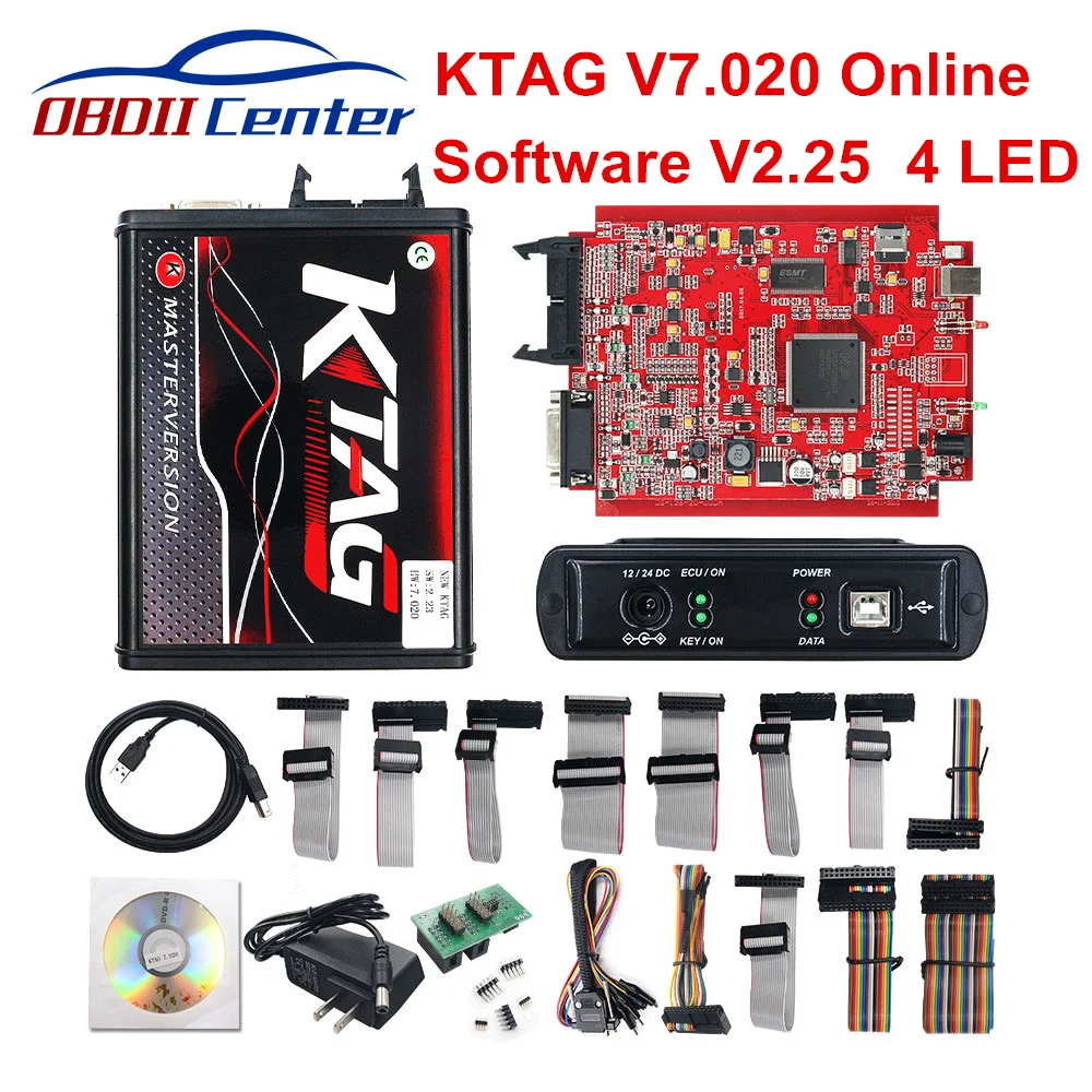 

2019 KTAG V7.020 Master K-TAG 7.020 KESS V2 5.017 Red PCB Euro ECU Chip Tuning Tool K TAG Full Adapters OBD2 ECU Programmer GPT