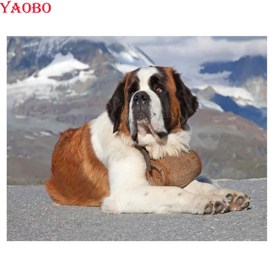 

Full Square Round DIY Diamond Embroidery Pet Saint Bernard dog 5D Diamond Painting Rhinestone Mosaic Home Decor christmas deals