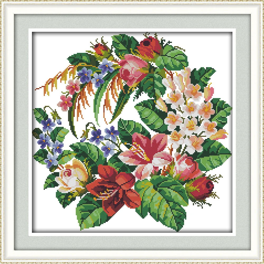 

Everlasting love Wreath (3) chinese Cross stitch kits Ecological cotton clear stamped printed 14CT DIY gift Christmas decoration