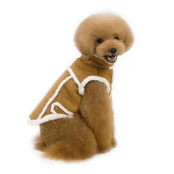 

Dog Winter Clothes Windbreak Snow Protection Pet Autumn And Winter Models Suede Thick Jacket Jacket Brown Gray Puppy Warm Coat