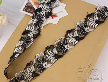 

20 Yard 37mm Embroidered Flower Lily shape Lace Cotton Fabric Trim For Sewing Apparel DIY Bridal wedding Doll Cap