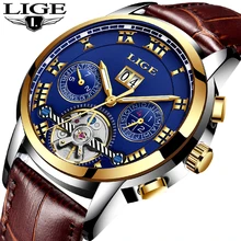 2018 LIGE Luxury Brand Automatic Machinery Watches Men Leather Waterproof Business Watch Men Quartz Clock Man Relogio Masculino
