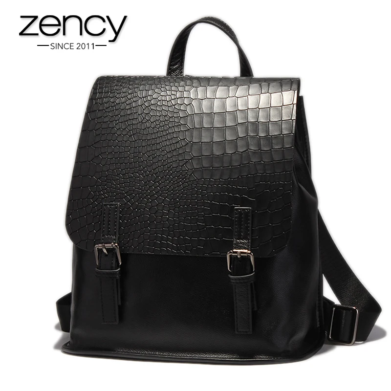 

New Fashion Luxury Crocodile Pattern Genuine Leather Women Backpack Ladies Knapsack Girl School Book Bag Laptop Mochila Feminina
