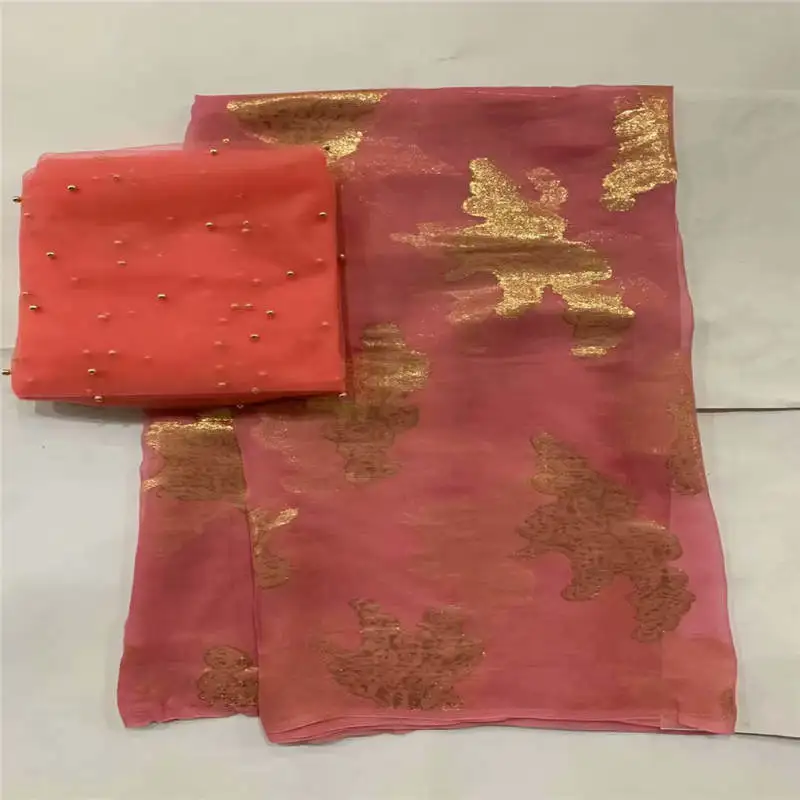 

velvet fabric with bead gold lace fabric satin fabric silk chiffon fabric african wedding lace Hot stamping 5+2yard/lot ! P60581