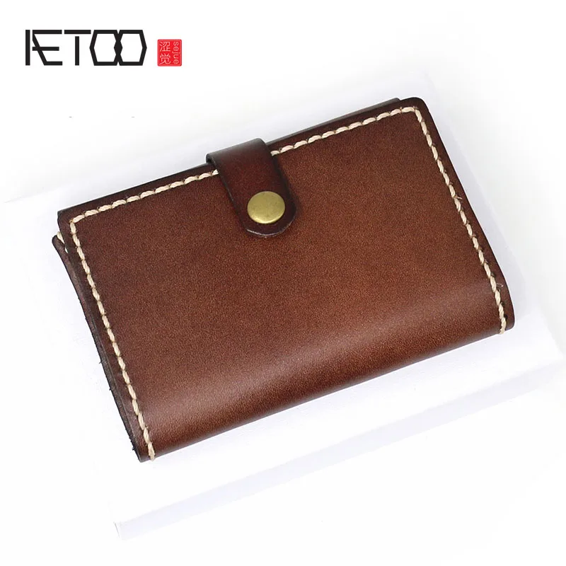 

AETOO Japan and South Korea original vegetable tanned leather cowhide card holder men's leather business card package handmade l