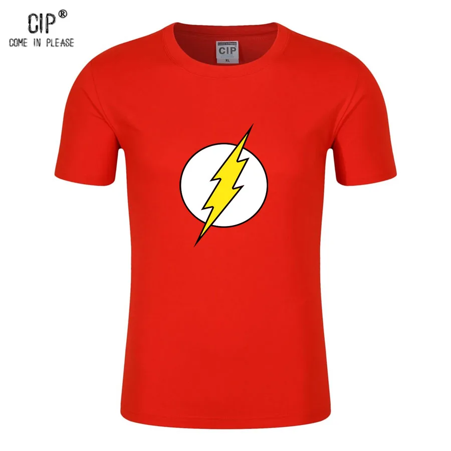 100% Cotton Comic LOGO Super Hero T Shirt The Flash Shirt Boy Short ...