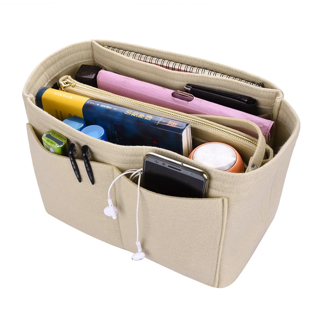 

2018 Girls Makeup Bag Travel Organizer Multi-functional Insert Bags Felt Cloth Cosmetic Bag for Make Up Storage Bags