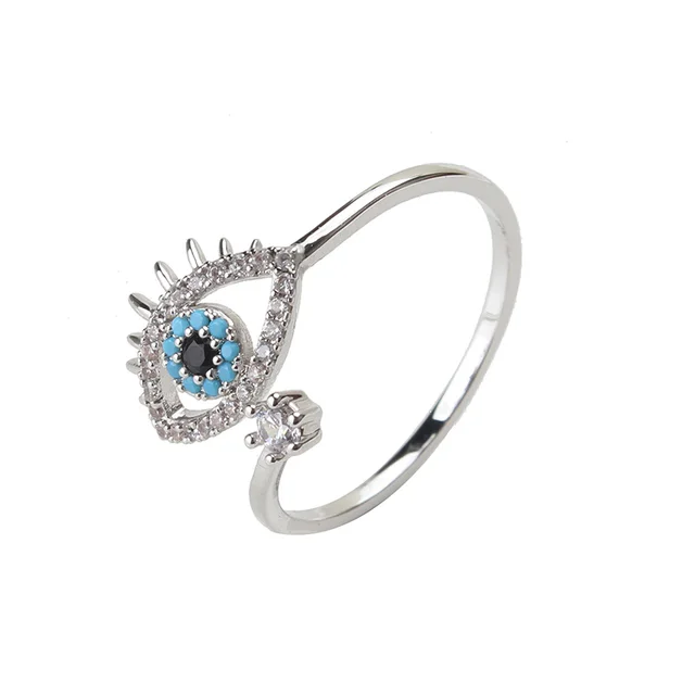 1pc Evil Eye Open Rings Copper Micro Pave Cubic Zircon Ring Jewelry Adjustable W 1pc Evil Eye Open Rings Copper Micro Pave Cubic Zircon Ring Jewelry Adjustable W