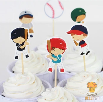 

72pcs Baseball Sport boys candy bar cupcake toppers pick baby shower kids birthday party supplies