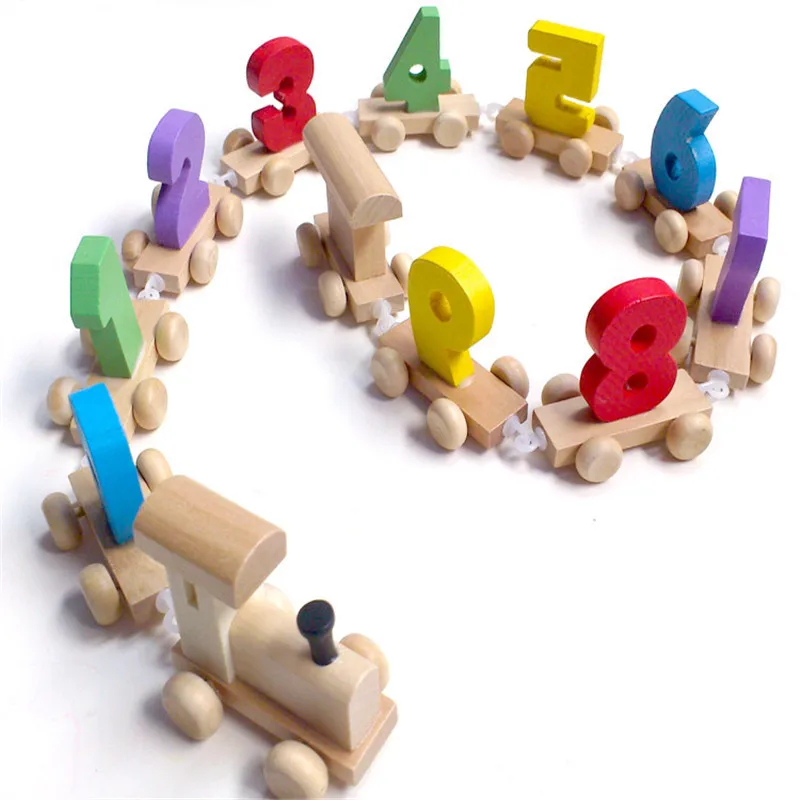

Kid's Montessori Soft Wood Train Figure Model Toy With Number Pattern 0~9 Gift For Baby & Kids Early Educational Toy