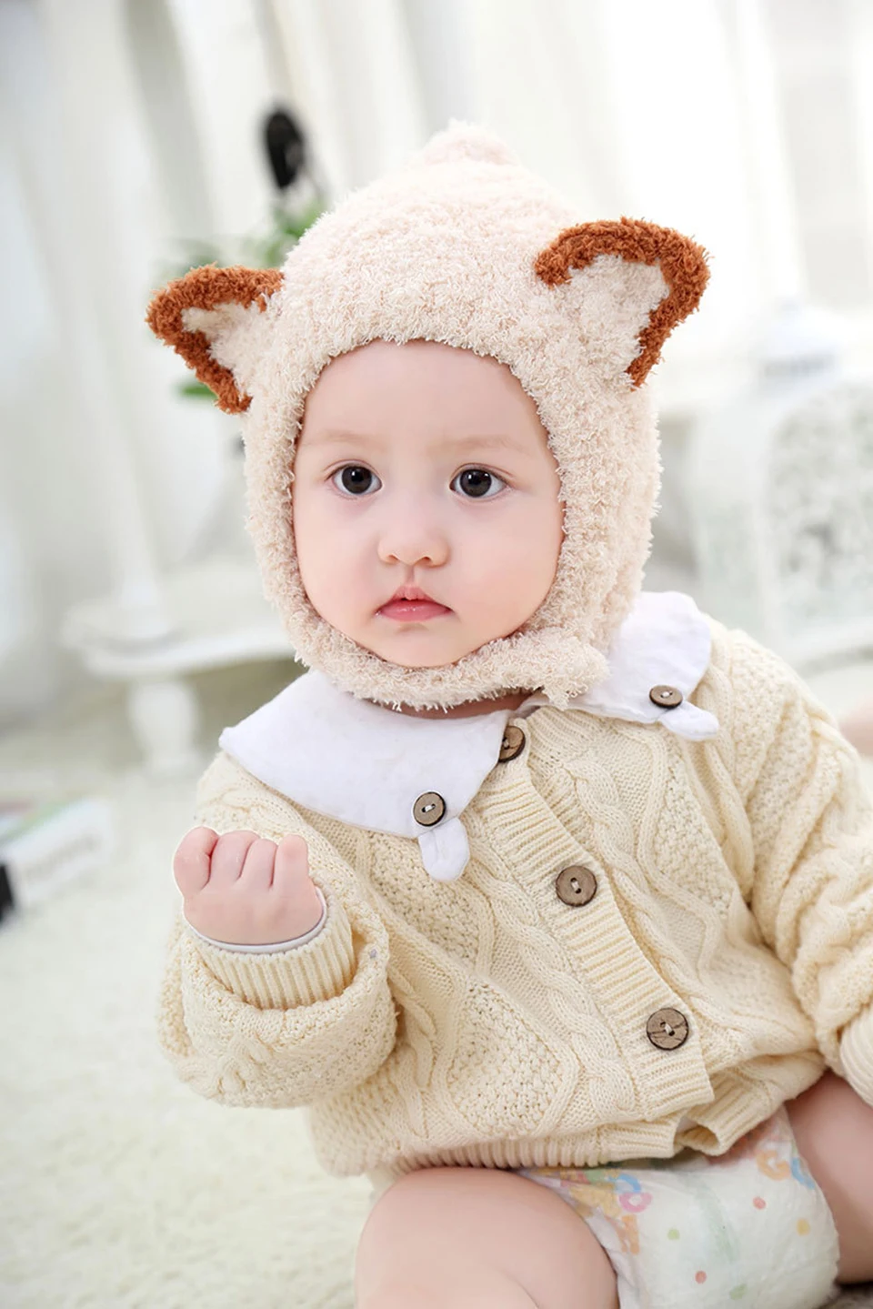 Осенняя и зимняя детская Толстая теплая вязаная Kartoon шапка шапочка детская мягкая кожа-дружелюбная голова шапка холодная шляпа шапочки jooyoo