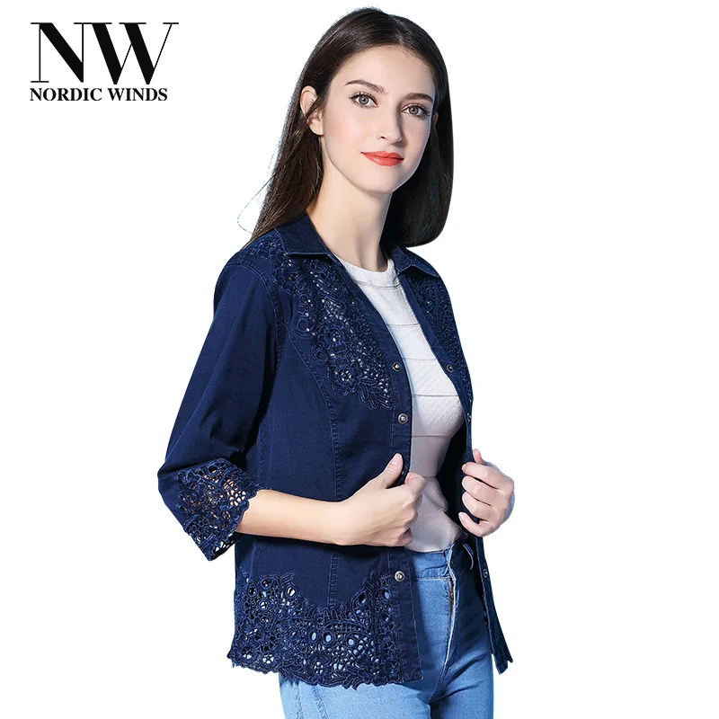 

Nordic Winds Jeans Blouse Womens Tops And Blouses Plus Size 5Xl 6Xl New Floral Embroidery Blouses Denim Casual Jeans Shirt Women
