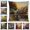 Newest American Countryside Oil Painting Cushion Cover Beautiful Scenery the castle lighthouse Sofa Throw Pillowcase ► Photo 1/6