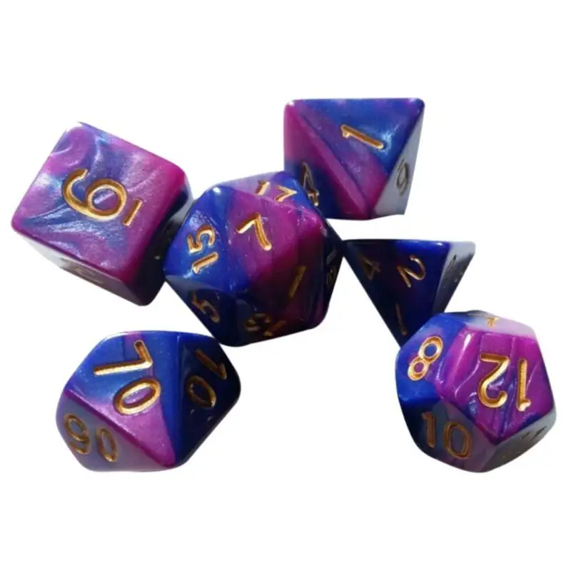 7pcs/set Blue-purple New Acrylic Polyhedral Die Role Playing Phantom Table Dice Set Party Game Toys For Creative Children's Gift