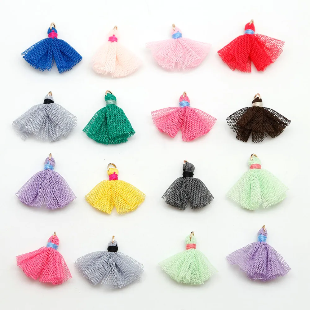 

4pcs Net yarn Tassel 30mm Earrring Charms Pendant for Necklace Key Chain Bag Clothing decoration DIY Jewelry Findings