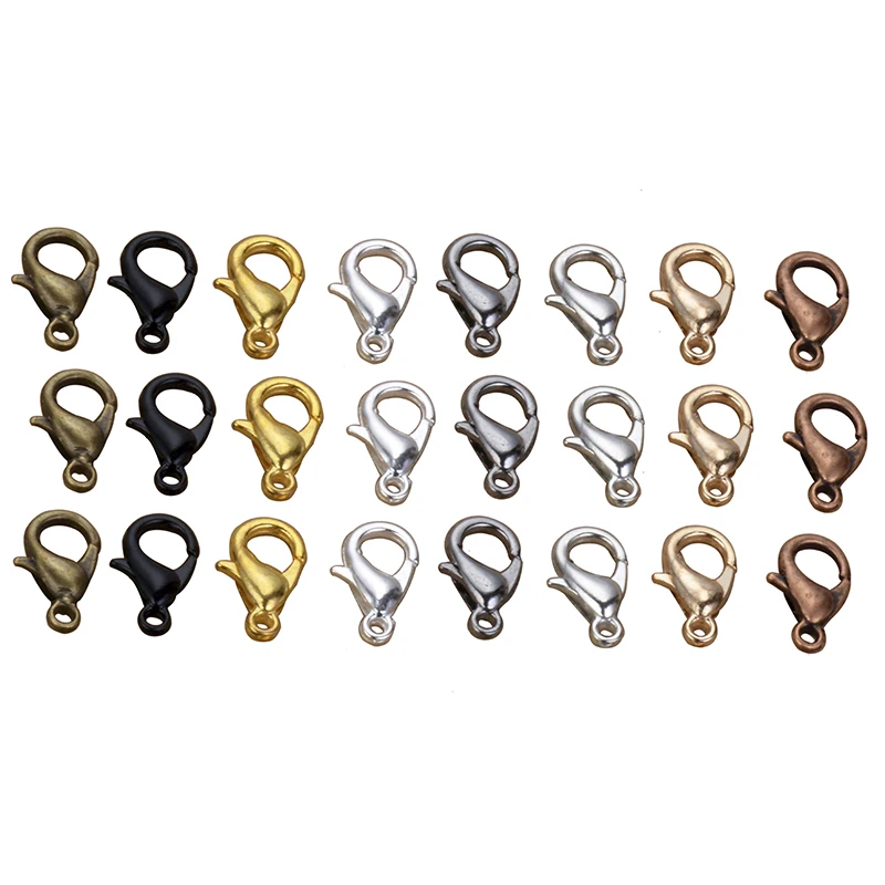 

12x6mm 50pcs KC Gold Silver Bronze Plated Lobster Clasp DIY Jewelry Findings Making Clasp for Bracelet Necklace Accessories