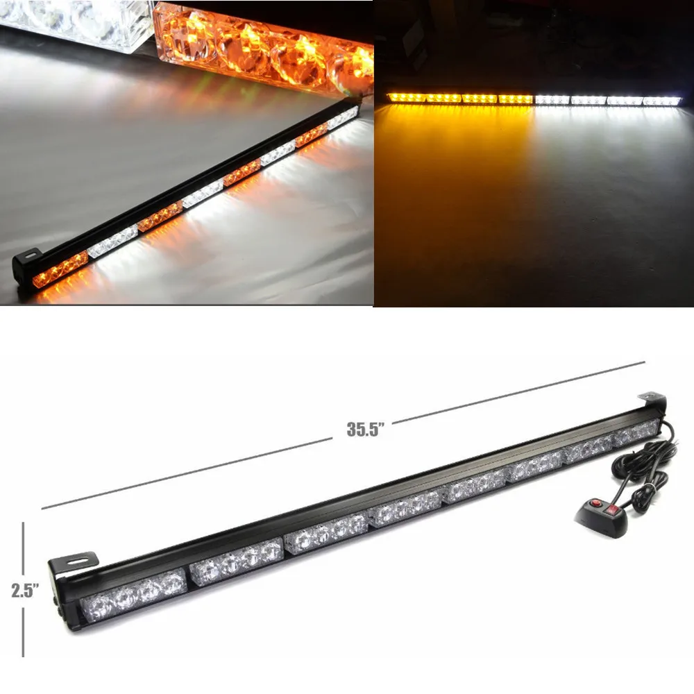 

XYIVYG Yellow Amber White 35.5" 32 LED Emergency Warning Light Bar Traffic Flashing Strobe Lamp