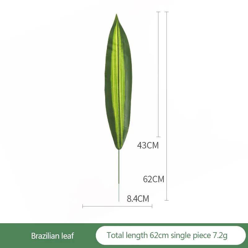 Искусственный бразильский листьев 10 шт завод длинные филиал поддельные цветочное Свадебное Украшение Аксессуары Искусственные зеленый крупные листья JY257