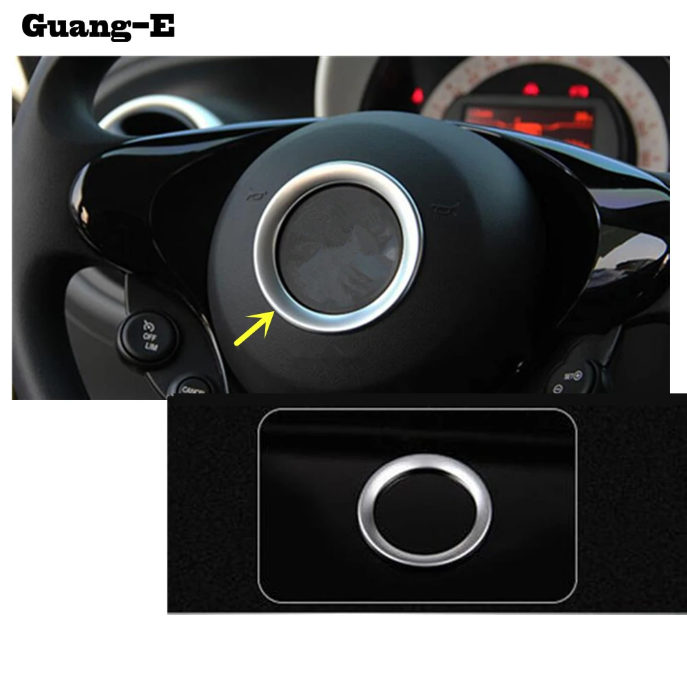 

Car Detector Stick cover ABS Chrome Steering Wheel Interior Kit Trim Frame for Benz smart fortwo 2015 2016 2017 2018