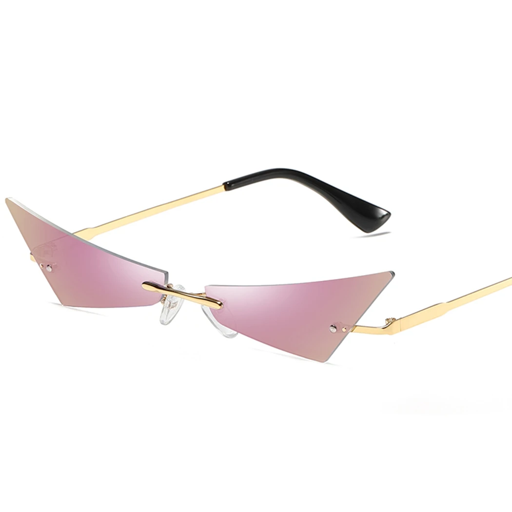 Women Rimless Cat Eye Sunglasses Ladies Hip Hop Shades Vintage Narrow Triangle Cateyes Sunglass UV400 Cateye Sunglass Eyewear