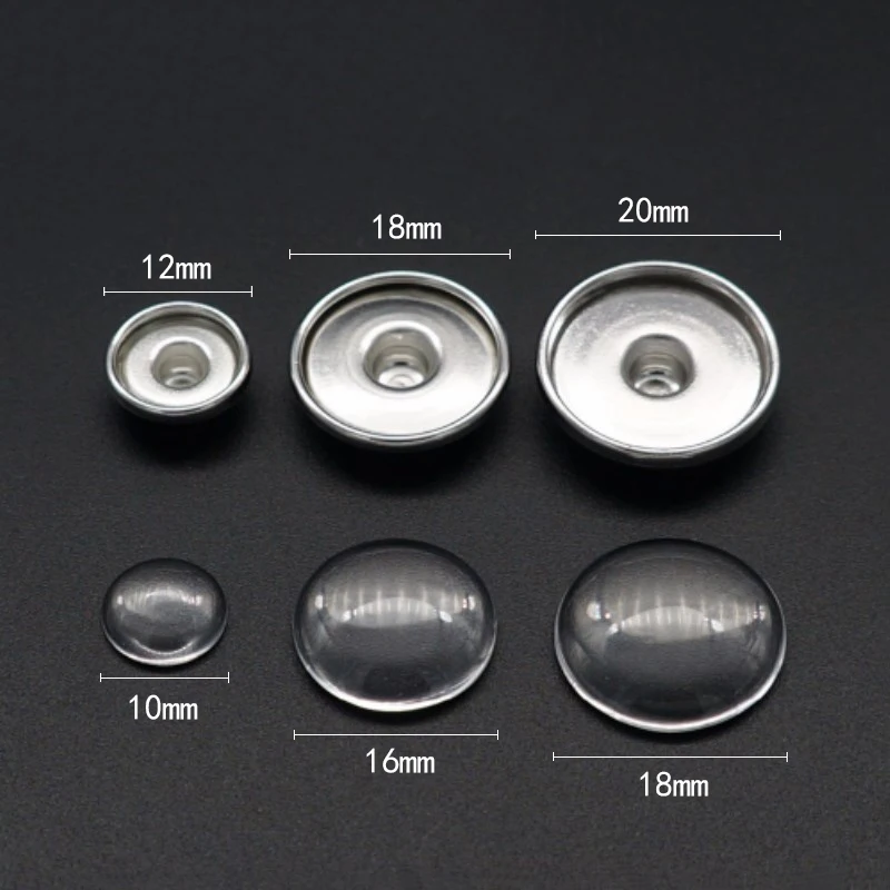 Новые высококачественные серебряные 12 мм, 18 мм, 20 мм Металлические медные защелкивающиеся застежки пресс-пуговицы для шитья DIY стеклянный кабошон