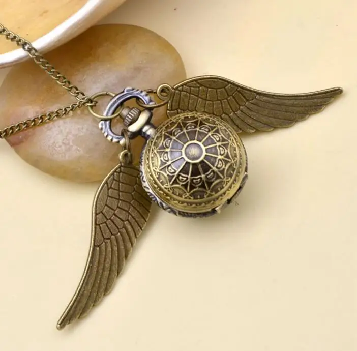 Косплей золотые крылья снитч игрушка часы кварцевые карманные часы ожерелье Квиддич шары снитч ожерелье игрушки муха вор - Цвет: 1
