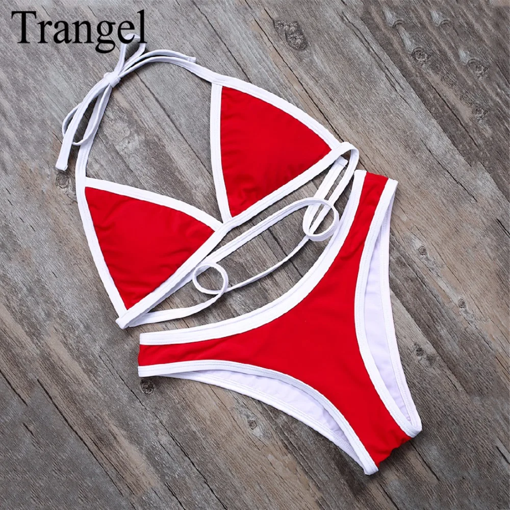 

Trangel Women bikini set 2017 high cut bottom swimsuit padding halter bathing suits females summer sexy swimwear BF500