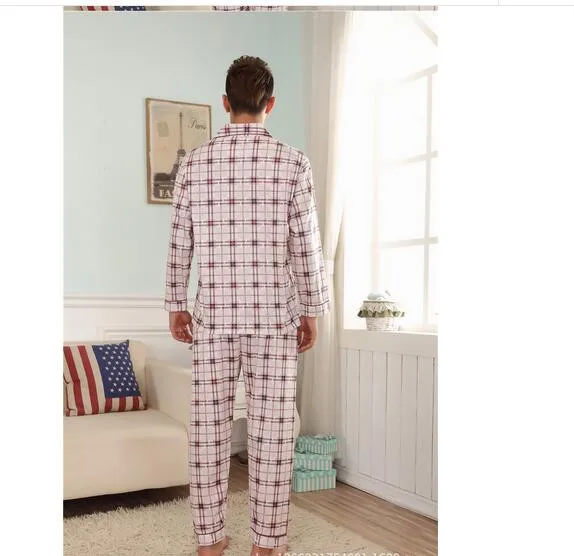MLXSLKY весенне-осенние мужские хлопковые пижамы с длинными рукавами 3XL спортивный костюм хлопковые клетчатые костюмы для отдыха мужские домашние пижамные комплекты