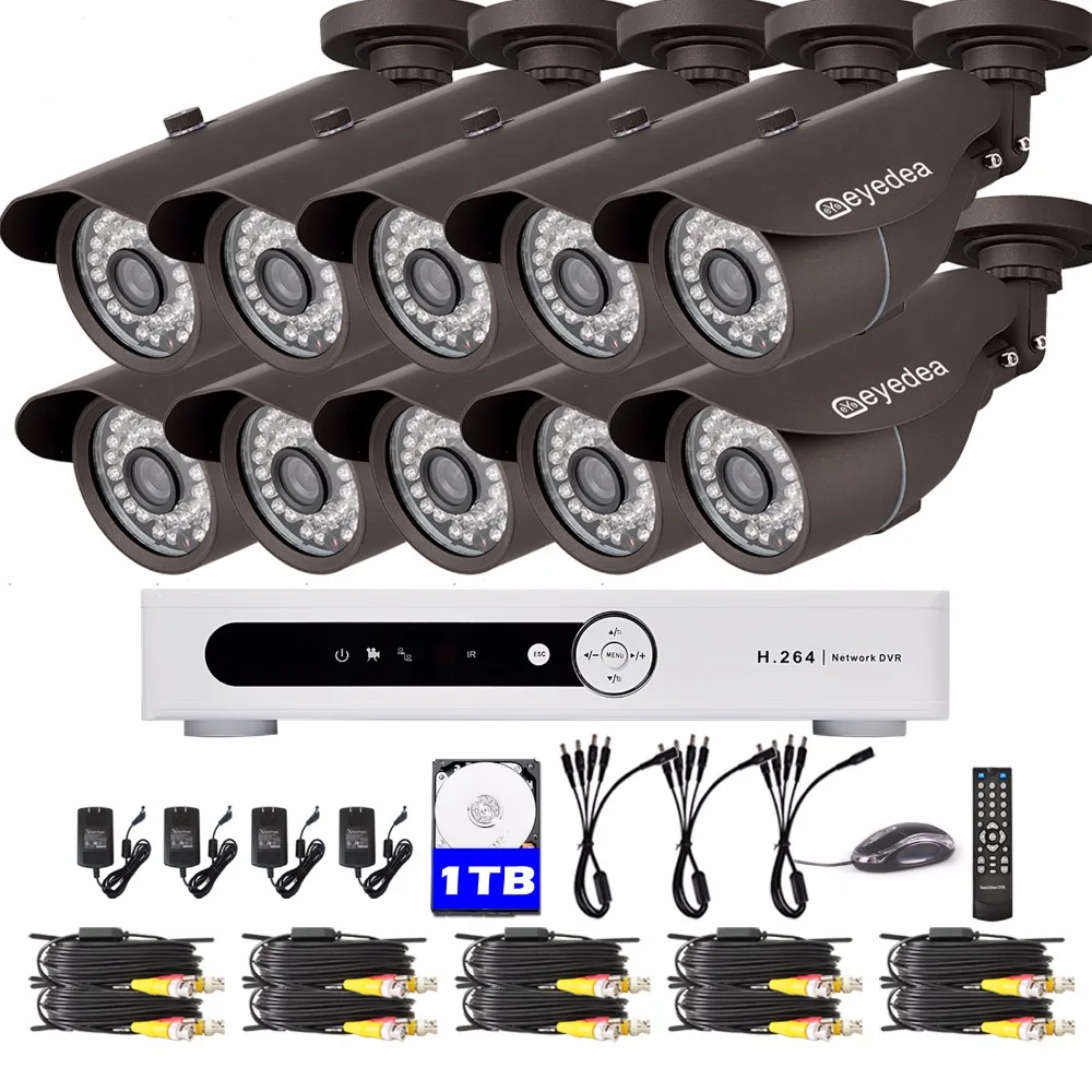 

Eyedea 16 CH Video DVR Phone View Recorder 1080P Bullet Outdoor CMOS Night Vision CCTV Security Camera Surveillance System 1TB