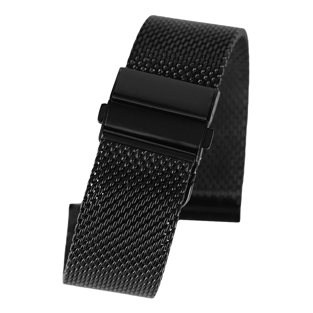 182022 mm Simple Mesh Watch Band Black Silver Replacement Hook Buckle for Men Women Wrist Bands Correa De Reloj (5)