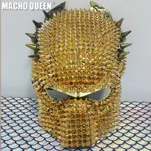 Голографический Спайк сжигатель человек аксессуары череп маска Костюмы Летний фестивальный рейв одежда наряды снаряжение знаменитости сценическое снаряжение