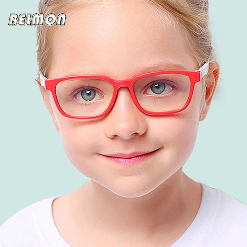 

Belmon Kids Student Eyeglasses Spectacle Frame Children Anti-Blue Rays Light Computer Optical Glasses For Baby Boys&Girls F008