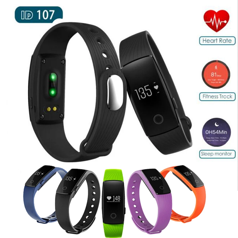 

Smart band ID 107 ID107 Heart Rate Monitor Smartband Fitness Tracker Sport Wristband For Apple ios Android PK xiaomi mi band 2