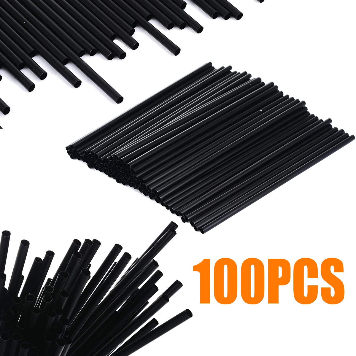 100pcs/set Disposable Drinking Straws Mini Cocktail Straws Black Plastic Party Straws for Wedding Event Party Supplies 130mm