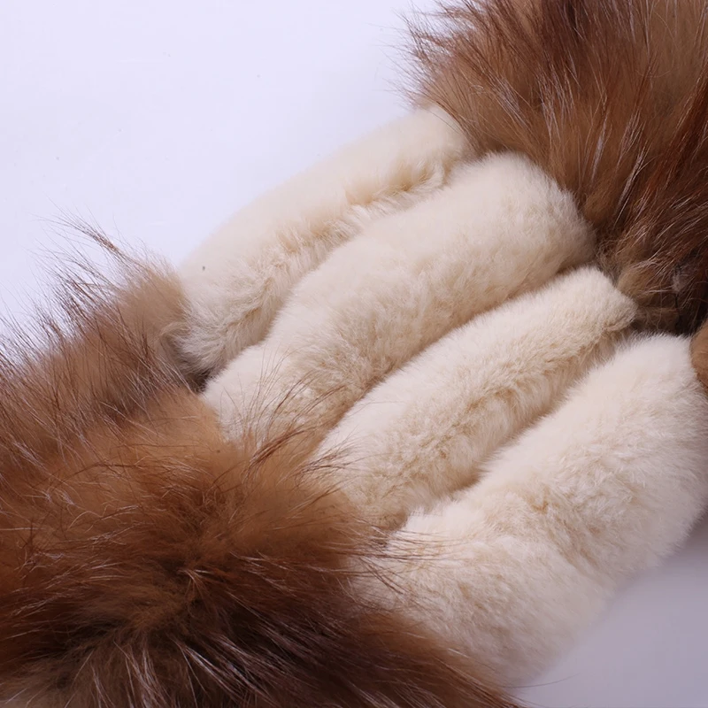 Factory Direct New Real Fur Scarves For Women Handmade Natural Rex Rabbit Fur Scarf With Sliver Fox Fur Wraps (26)