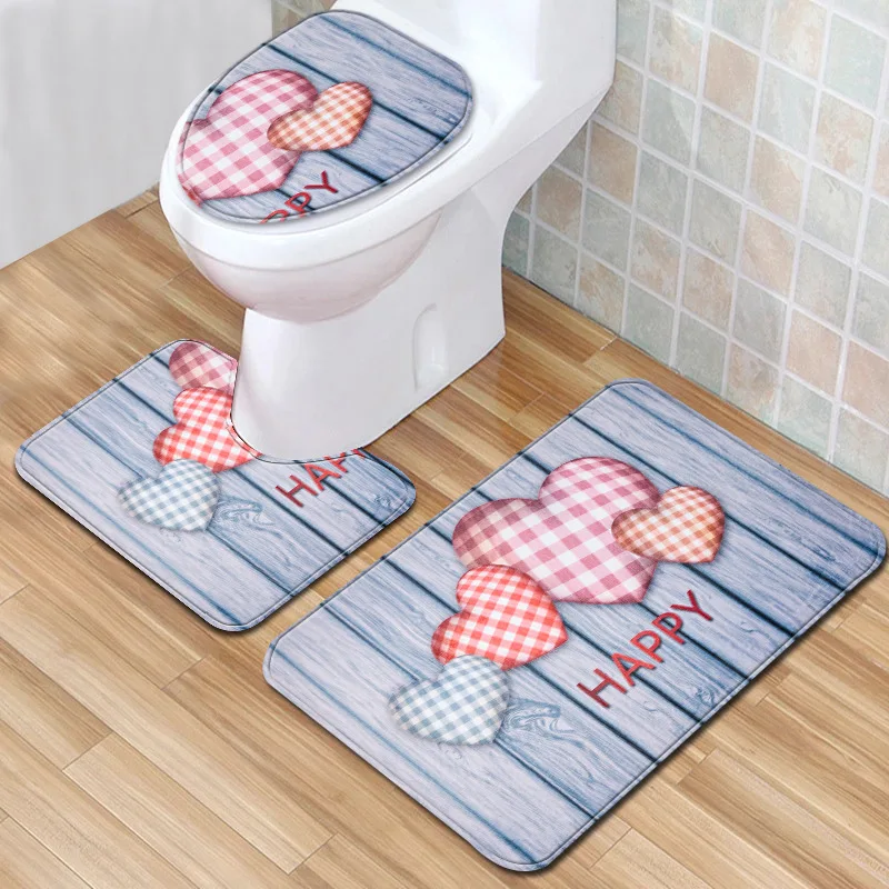 T New Starfish Shell 3 Piece Bathroom Set Rug Anti Slip Bath Rug Toilet Mats Carpet Set for Home Decor Printing Doormat - Цвет: P34